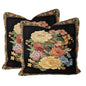 Tache Black Victorian Country Rustic Floral Midnight Awakening Tapestry Throw Pillow Cover (3089BL)