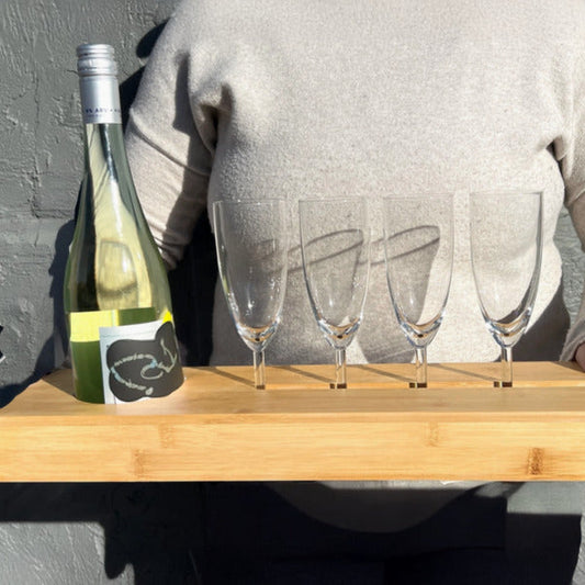 Natural Bamboo Serving Caddy for Bottles and Stemmed Glasses