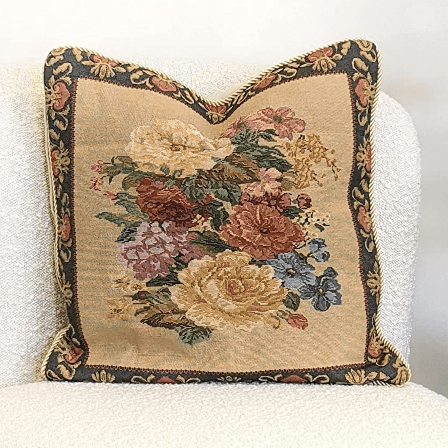 Tache 18 x 18 Inch Colorful Country Rustic Floral Morning Awakening Tapestry Throw Pillow Cover (3089B)
