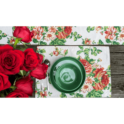 Tache Sweet Roses Vintage Ivory Woven Tapestry Placemat Set (17593PM)