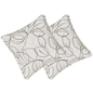 Tache Modern Abstract Leaf Line Art Foliage White Grey Black Gold Cushion Covers / Euro Sham (TJ3571)
