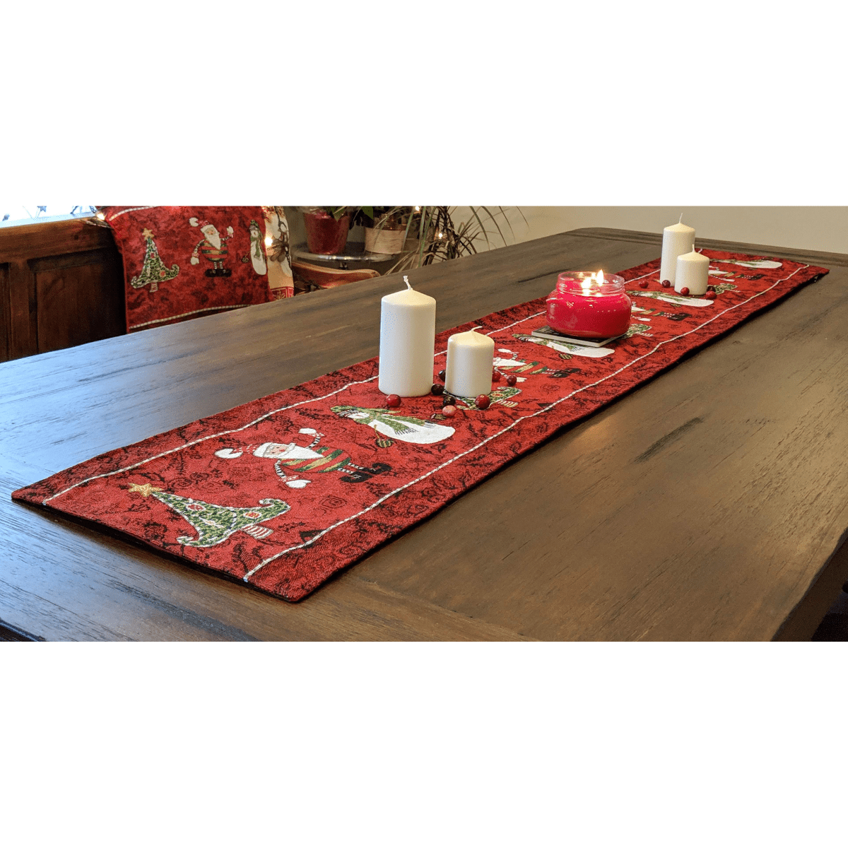 Tache Here Comes Santa Claus Vintage Holiday Woven Tapestry Table Runners (8577TR)