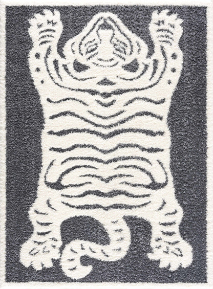 Zane Charcoal Tibetan Tiger Plush Rug