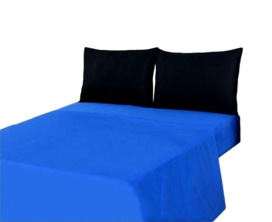 Cotton Deep Blue and Black Bed Sheet Set