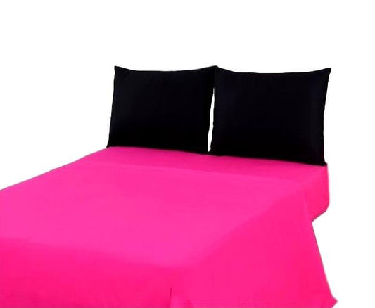 Cotton Hot Fuchsia Pink and Black Bed Sheet Set