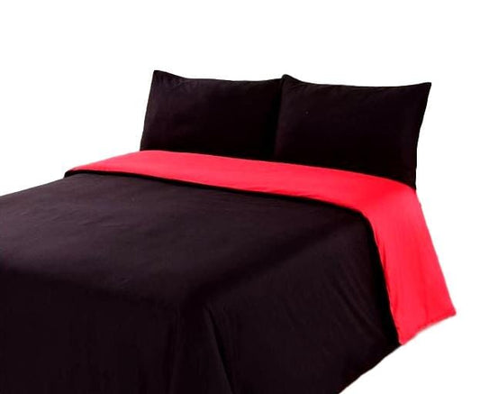 Cotton Red & Black Reversible Duvet Cover for Modern Bedding