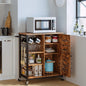 Gurnaaz Rolling Kitchen Cart with Adjustable Storage and Locking Wheels – Brown