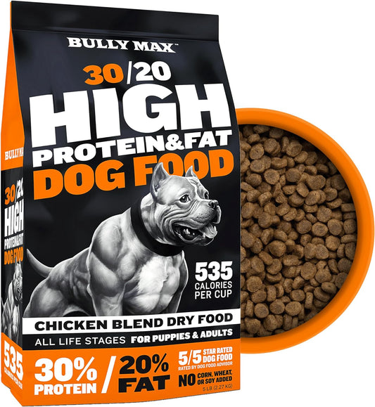 Bully Max High Performance Premium Dry Dog Food, Chicken Blend for All Breeds & Ages - 15 lb