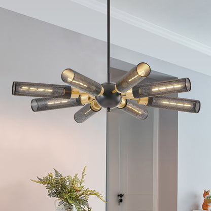 Modern Industrial Sputnik 8-Light Chandelier with Adjustable Height - Black