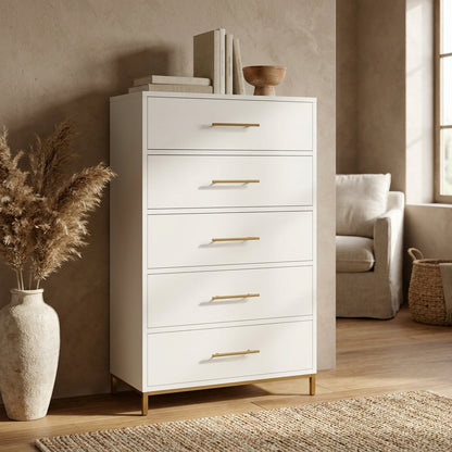 Madelyn Five Drawer Chest, White