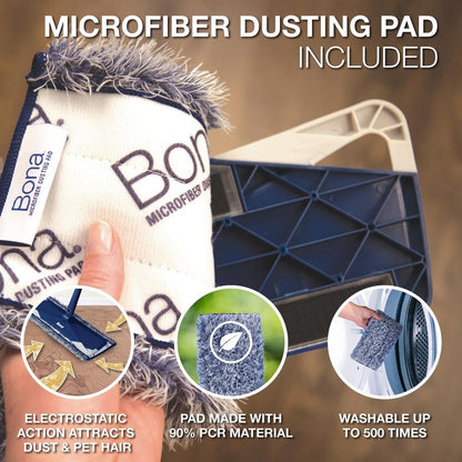 Premium Microfiber Floor Mop for Dry and Wet Floor Cleaning - Includes Microfiber Cleaning Pad and Microfiber Dusting Pad - Dual Zone Cleaning Design for Faster Cleanup