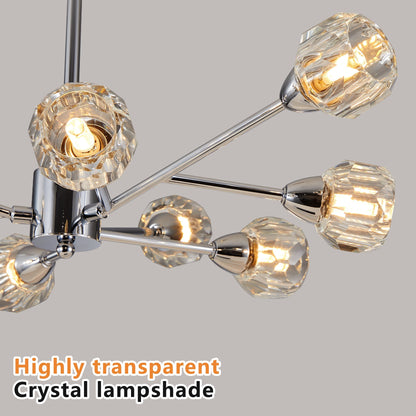 28" Modern Crystal Chandelier with 9 Lights - Chrome
