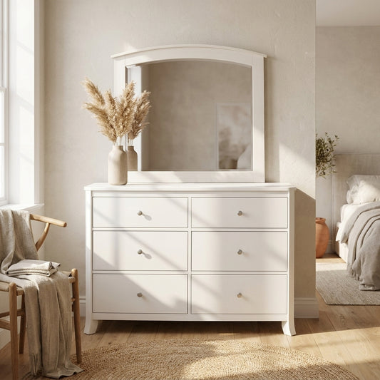 Mahogany Wood Dresser Mirror, Antique White