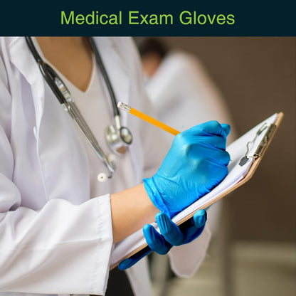 Blue Vinyl Disposable Gloves 100 Pack - Powder-Free, Latex-Free Medical Exam Gloves, Small