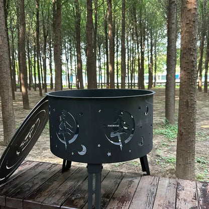 Simple Outdoor Iron Fire Pit - Round Terrace Cage Stove, Wood Stove for Winter, Outdoor Camping BBQ Charcoal Brazier