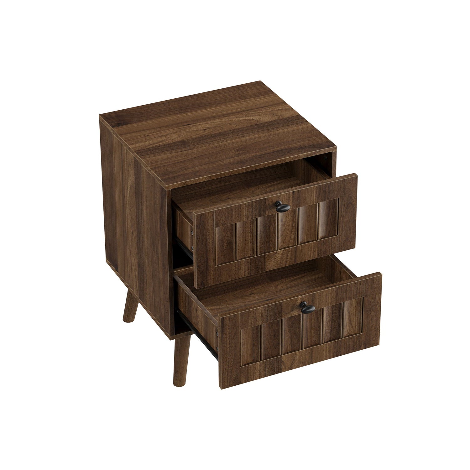 Walnut Double Drawer Bedside Tables, Set of Two