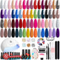 56 Pcs Gel Nail Polish Kit with U V Light, 32 Colors All Seasons Soak off Gel Polish Nail Set with Matte/Glossy Base Top Coat Essential Manicure Tools Nails Art DIY Salon Mother'S Day Gifts