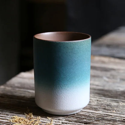 Japanese Stoneware Coffee Cup - Large Kiln-fired Ceramic Mug with Simple Gradient Design for Coffee and Tea, Home and Restaurant Use