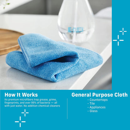 Microfiber Cloth, World'S Leading Premium Microfiber Cleaning Cloth, Twice as Durable as Competition, 1 Year Guarantee, Ideal for Kitchen, Countertops, Sinks, and Bathrooms, Blue, 8 Pack