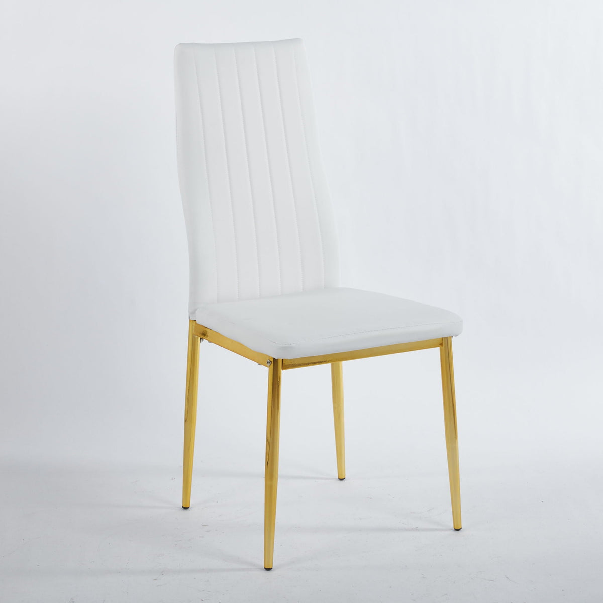 Elegant Legs Dining Chair Set of 4 with Metal Frame and Faux Leather Seat - Black or White