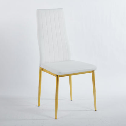 Elegant Legs Dining Chair Set of 4 with Metal Frame and Faux Leather Seat - Black or White