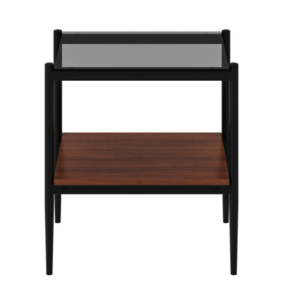 Rectangle End Table Set with Gray Tempered Glass Tops - Gray