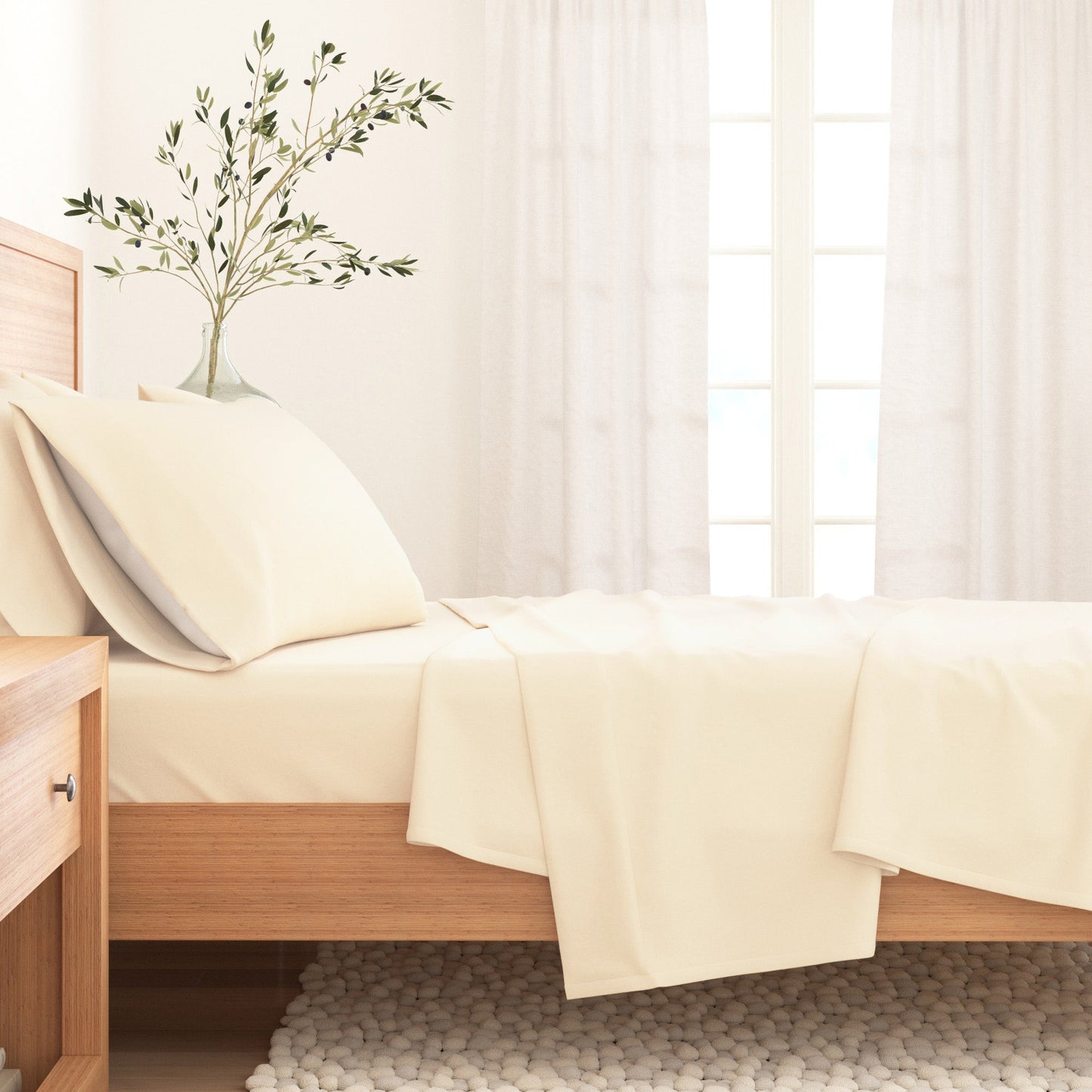 Cotton Solid Flannel Sheet - Nordic Collection