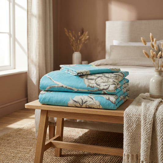 Tache Cotton Butterfly Wonderland Aqua Floral Flat Sheet (2142FLT)