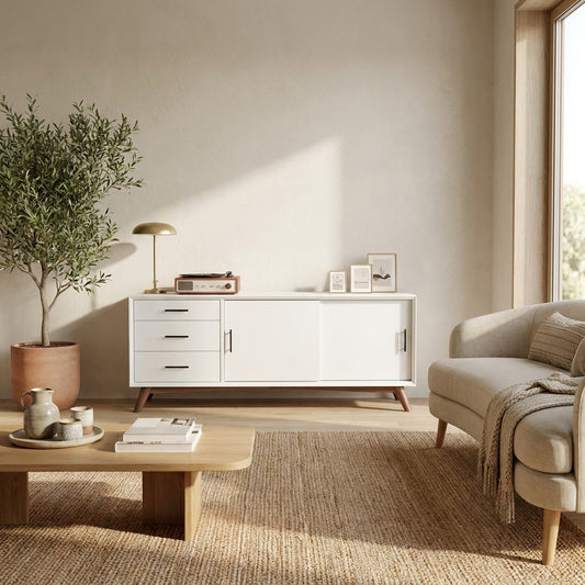 Flynn Large TV Console, White