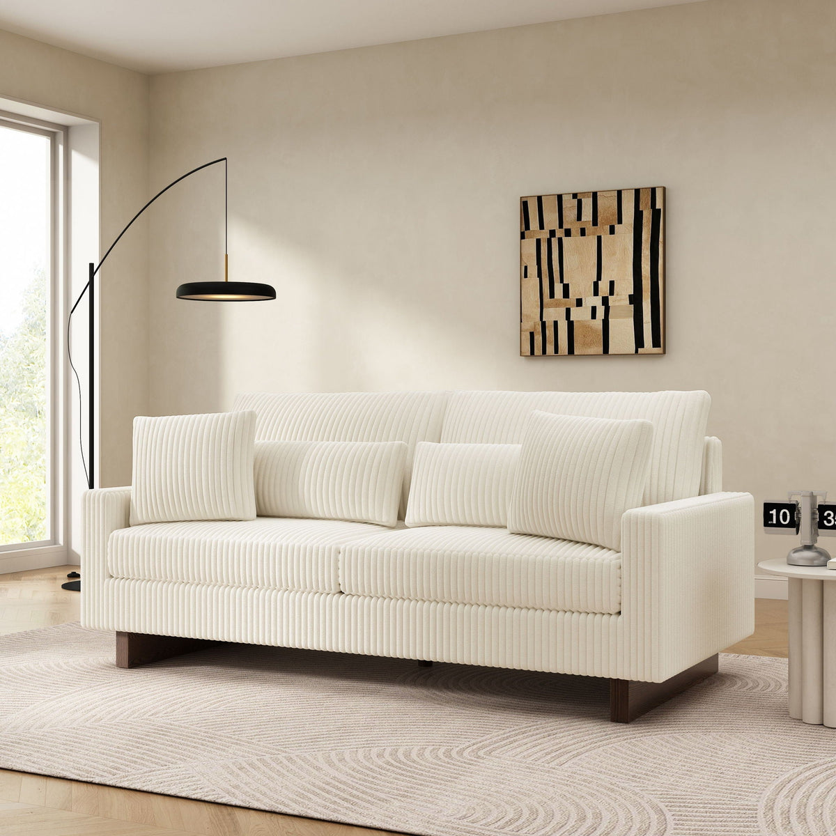Modern Loveseat Sofa With 4 Pillows