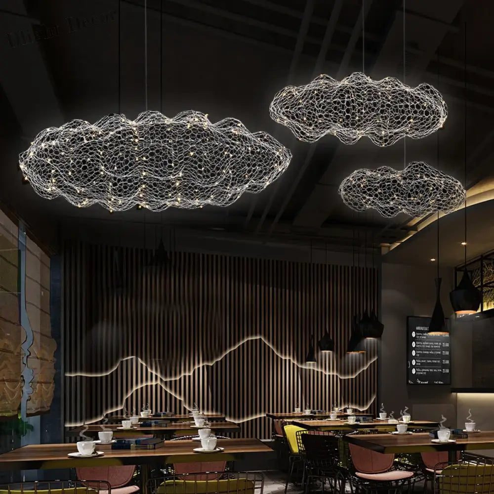 Art Decor Hollow Cloud Pendant Lights - Danish Design Firefly Chandelier for Living Rooms, Bedrooms, and Staircases