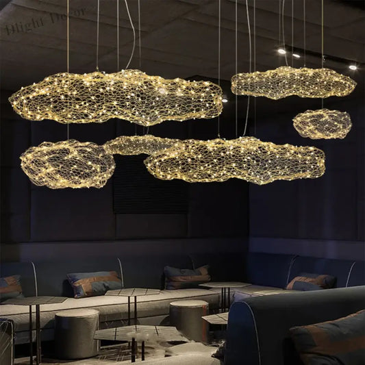 Art Decor Hollow Cloud Pendant Lights - Danish Design Firefly Chandelier for Living Rooms, Bedrooms, and Staircases