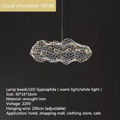 Art Decor Hollow Cloud Pendant Lights - Danish Design Firefly Chandelier for Living Rooms, Bedrooms, and Staircases