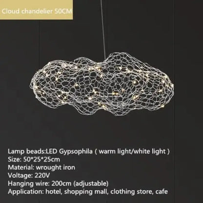 Art Decor Hollow Cloud Pendant Lights - Danish Design Firefly Chandelier for Living Rooms, Bedrooms, and Staircases