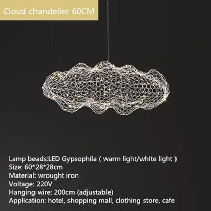 Art Decor Hollow Cloud Pendant Lights - Danish Design Firefly Chandelier for Living Rooms, Bedrooms, and Staircases