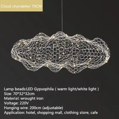 Art Decor Hollow Cloud Pendant Lights - Danish Design Firefly Chandelier for Living Rooms, Bedrooms, and Staircases