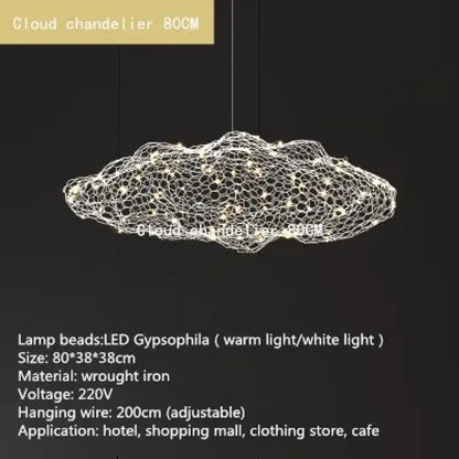Art Decor Hollow Cloud Pendant Lights - Danish Design Firefly Chandelier for Living Rooms, Bedrooms, and Staircases