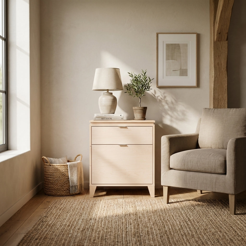 SOHO Maple Laminate Nightstand for C-PAP Storage