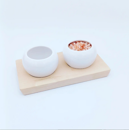 Dipping & Spice Wooden and Ceramic Bowl Pair