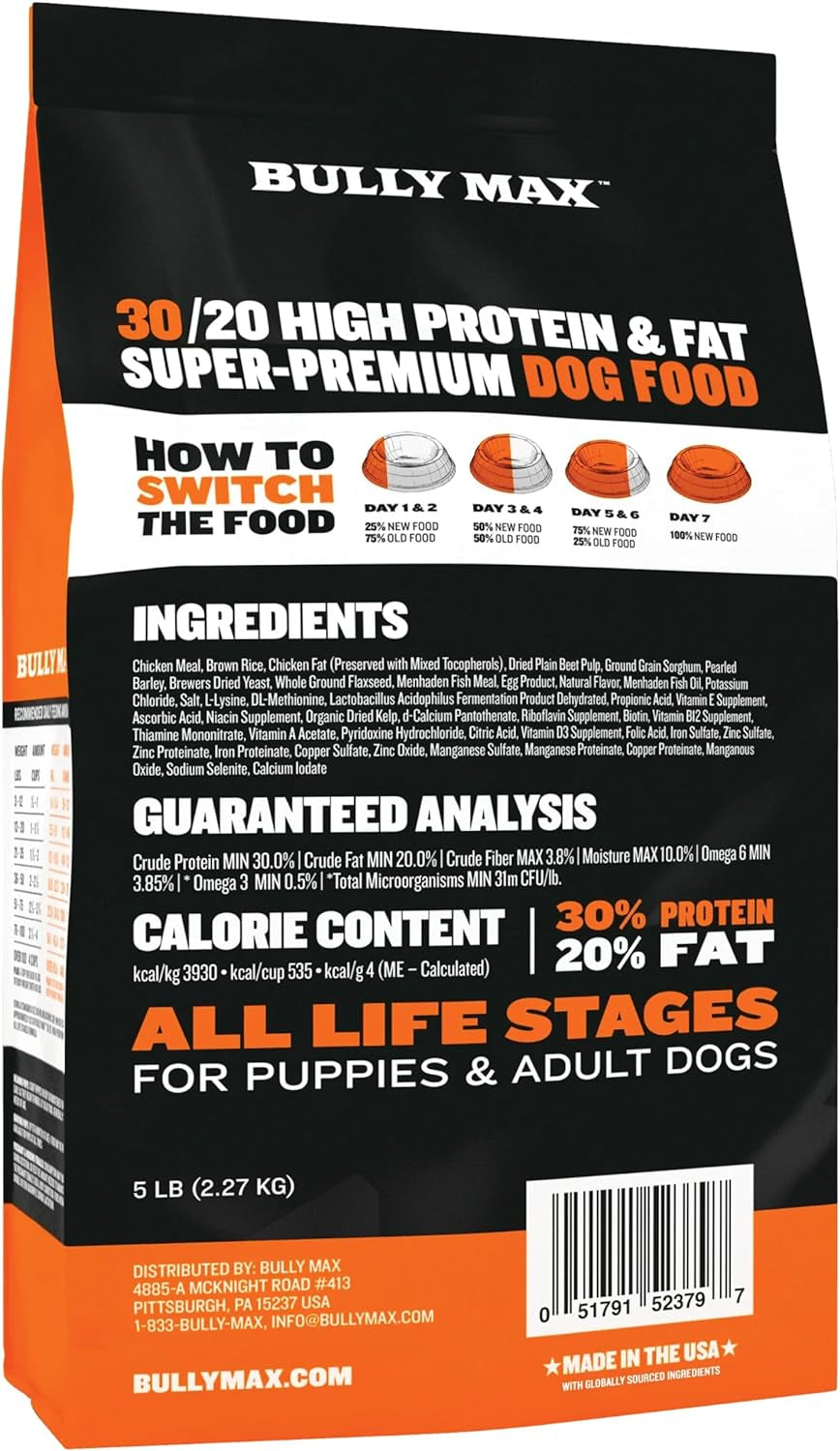 Bully Max High Performance Premium Dry Dog Food, Chicken Blend for All Breeds & Ages - 15 lb