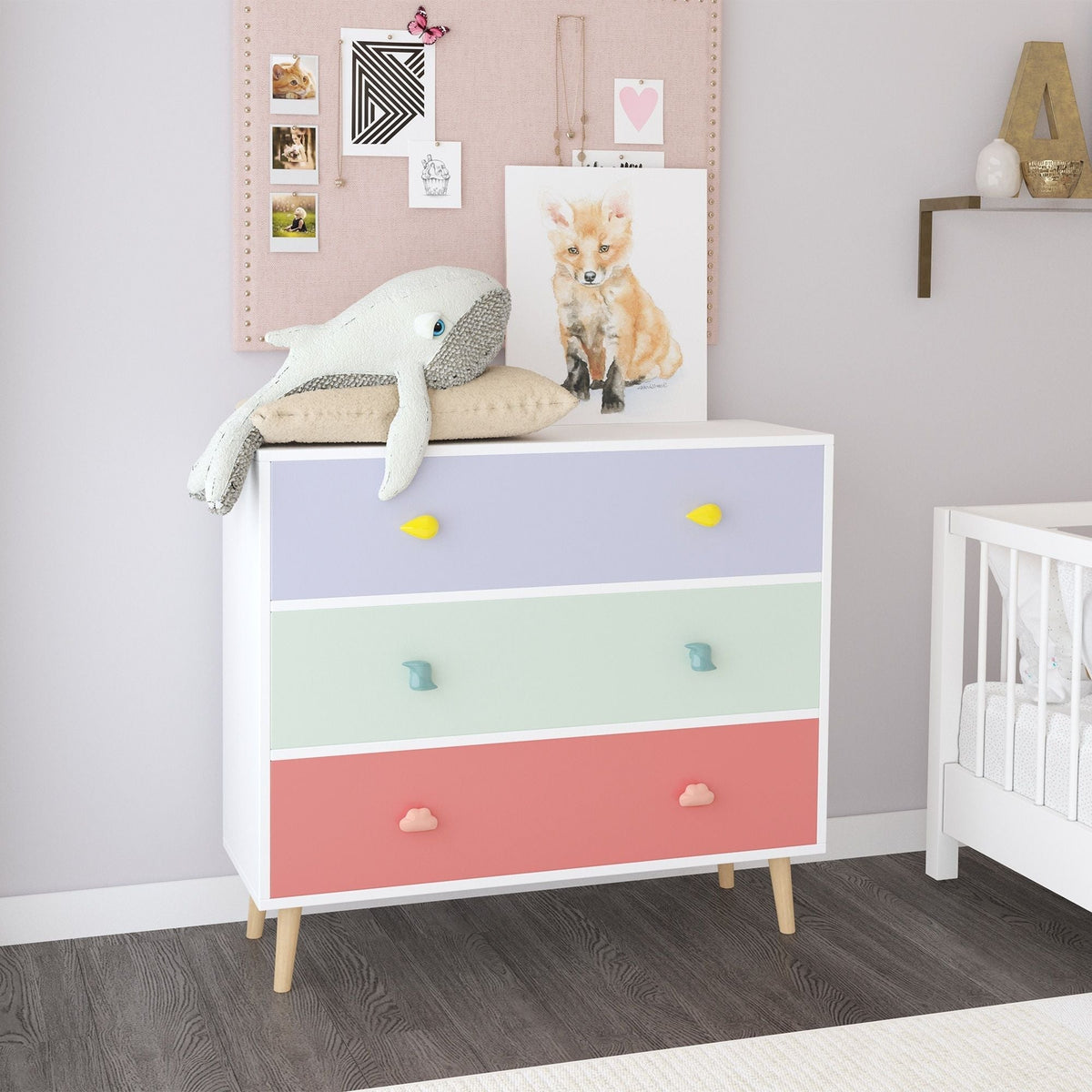 3 Drawer Dresser Storage Cabinet with Anti-Tip Safety - White or Green