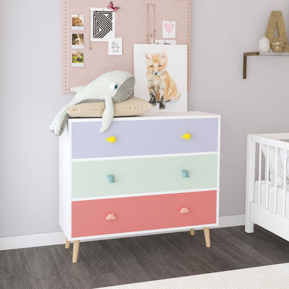 3 Drawer Dresser Storage Cabinet with Anti-Tip Safety - White or Green