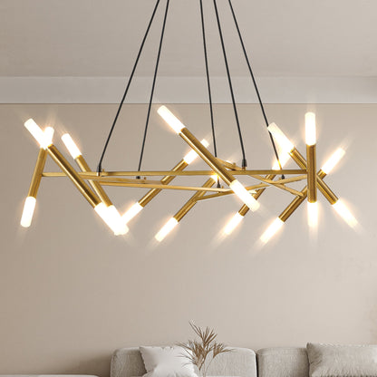 Golden Modern Chandelier Light Fixture with Branch Design - Gold