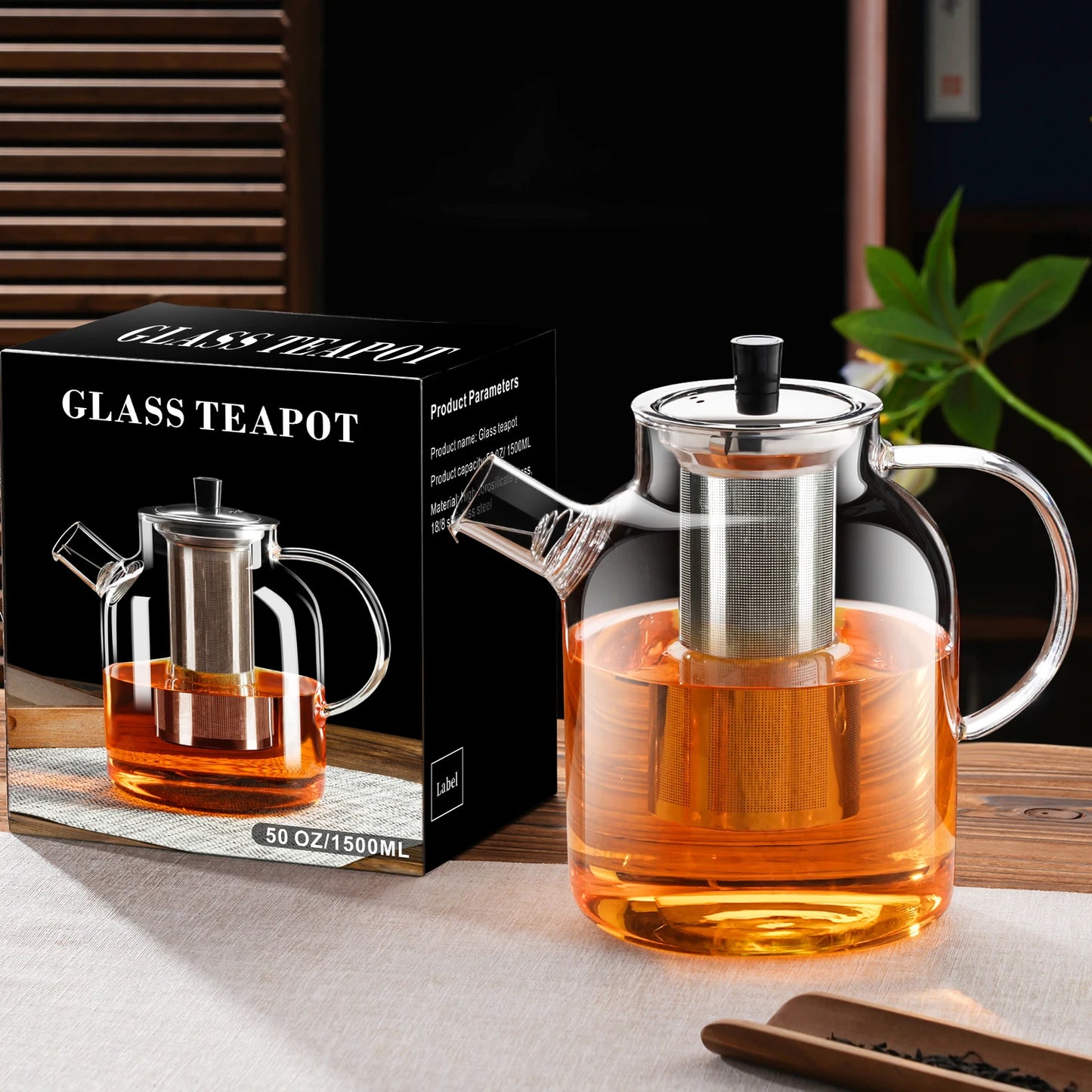 1800ML Glass Water Jug for Home & Kitchen - Transparent Coffee Pot, Teaware, Drinkware for Camping and Daily Use