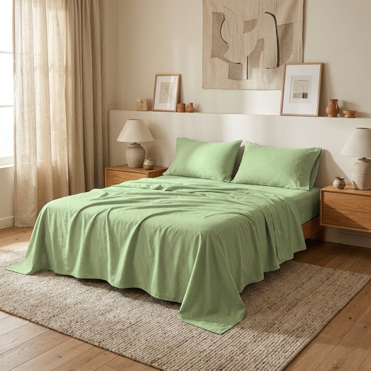 Sage Green Microfiber Bed Sheet Set for Everyday Comfort