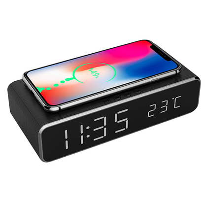 LED Alarm Clock with Wireless Charger and USB Port