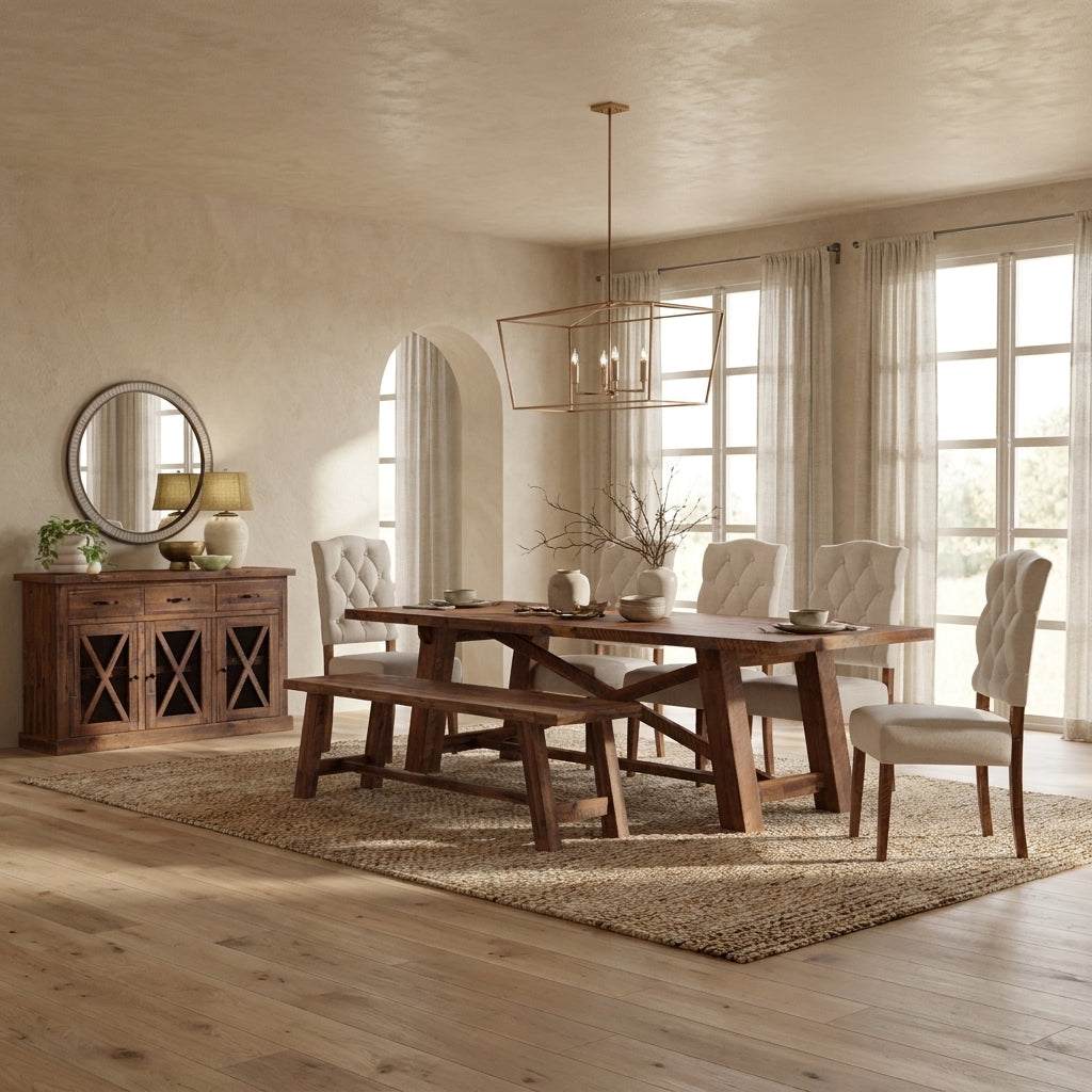 Newberry Rectangular Dining Table, Medium Brown