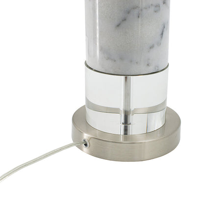 Sculpted Marble & Crystal Cylinder Table Lamp