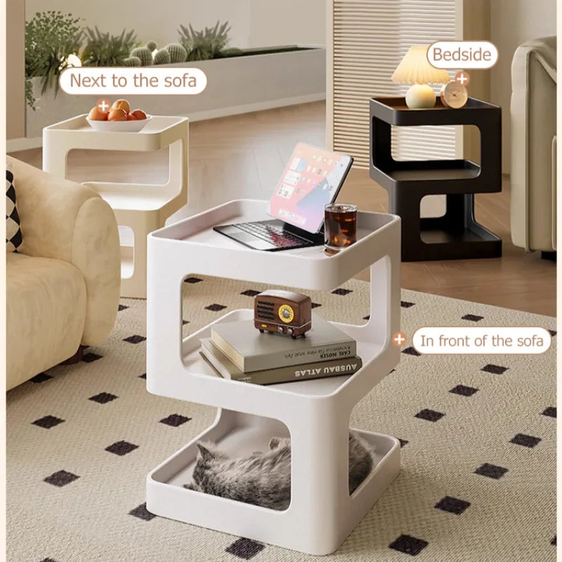 Modern Side Table with Storage Rack