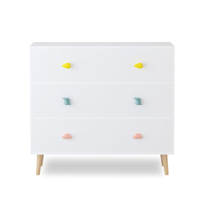3 Drawer Dresser Storage Cabinet with Anti-Tip Safety - White or Green